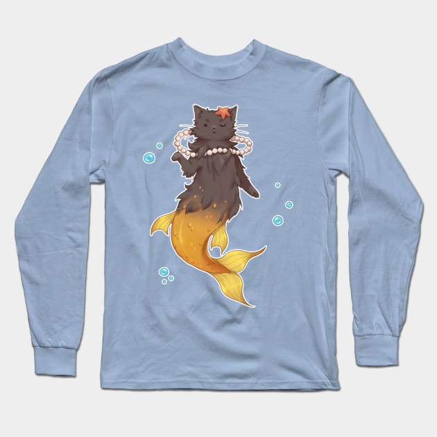 Fluffy Meowmaid Long Sleeve T-Shirt by Pastelkatto